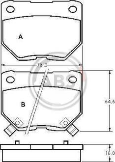 Гальмівнi колодки дисковi задн. Nissan 300 ZX 3.0 05.90-09.95 A.B.S. 36719 (фото 1)