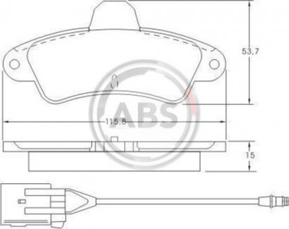 Тормозные колодки зад. Ford Mondeo 93-00 (Bendix) с датчиком (115,8x53,7x15) A.B.S. 36845