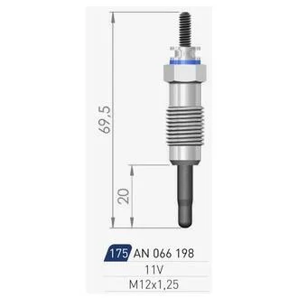 FIAT Свеча накала (двойная спираль) 11V Ducato,Iveco Daily II,Opel Arena,Movano,Renault Master I,II,Trafic 2.5D 89- A-N PARTS 066 198