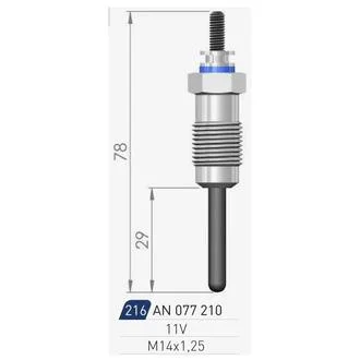 OPEL Свеча накала (двойная спираль) 11V Record 2,1D -82 A-N PARTS 077 210