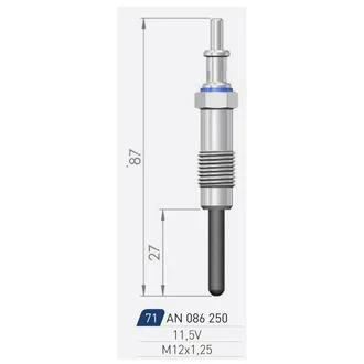 DB Свеча накала (двойная спираль) 11.5V L=87mm Sprinter, Vito 2.9d A-N PARTS 086 250