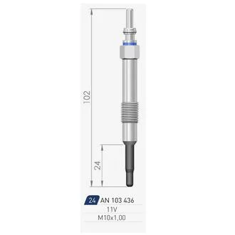 Свічка розжарення (подвійна спіраль) 11V L=102.5mm на FIAT A-N PARTS 103 436