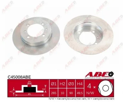 Диск гальмівної ABE C45008ABE