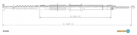 Трос стояночного гальма задн Прав (1465мм/1465мм) ALFA ROMEO 145, 146 1.4-2.0 07.94-10.01 ADRIAUTO 01.0235