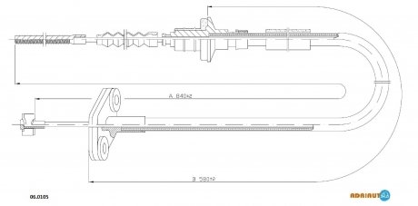 CHEVROLET Трос сцепления 845/580 мм MATIZ 0,8 05- ADRIAUTO 06.0105 (фото 1)