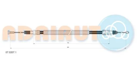 CITROEN Трос ручного гальма задн. пр./лів. DS5 Hybrid 1.6/2.0 12-15, ADRIAUTO 07.0207.1