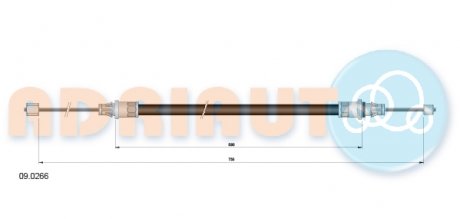 Трос остановочных тормозов ADRIAUTO 09.0266