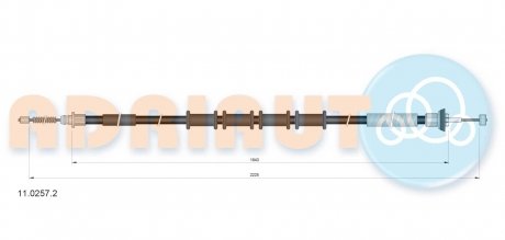 FIAT Трос ручного тормоза лев./прав.Doblo 10-, OPEL COMBO 12- 2223/1938 мм ADRIAUTO 11.0257.2