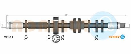 FIAT Шланг тормозной пер.Croma -96 (-ABS) ADRIAUTO 19.1221 (фото 1)