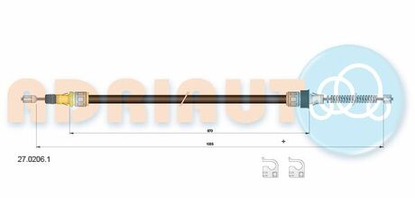 SMART Трос ручного тормоза 1035/870+1035/870 мм ROADSTER 03- ADRIAUTO 27.0206.1