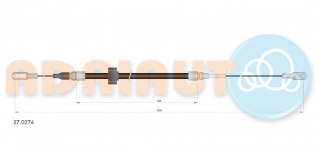 DB Трос ручного тормоза SPRINTER 1435 285 передн. ADRIAUTO 27.0274