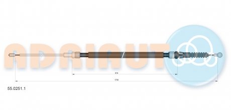 Трос ручного гальма VW PASSAT(ое 561609721A) (вир-во) ADRIAUTO 55.0251.1 (фото 1)
