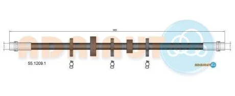 VW Гальмівний шланг правий TRANSPORTER T4 1.9-2.8 90- ADRIAUTO 55.1209.1