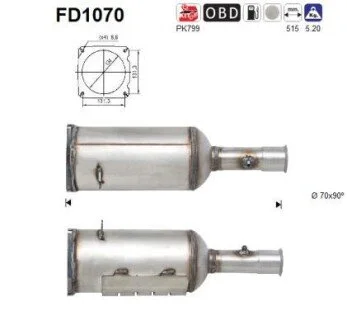Фільтр сажевий Citroen C4/Peugeot 308 2.0HDI 04-12 (Euro 5) AS FD1070