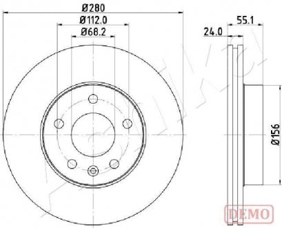 Диск тормозной (передний) VW T4 90-03 (280x24) ASHIKA 60000958C