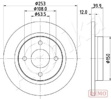 Диск гальмівний (задній) Ford Fiesta 17- (253x12) PRO ASHIKA 61000329C