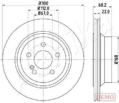 Диск тормозной (задний) MB E-class (W211/W212) 02-09 (300x22) (с покрытием) (с отверстиями)(вентил.) ASHIKA 61000514C