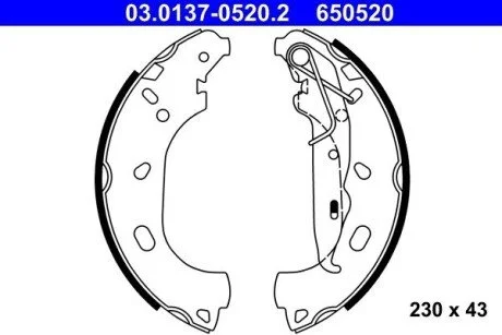 Гальмівна колодка OPEL ASTRA H, ASTRA H CLASSIC, ASTRA H GTC, ASTRA H/KOMBI 1.2-1.7D 03.04- ATE 03013705202