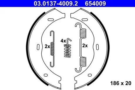 Колодки гальмівні барабанні к-кт A6384200020 MERCEDES ATE 03013740092