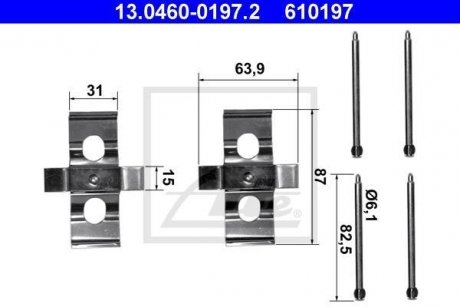 Комплектуючі для гальмівних колодок A0004213691 MERCEDES ATE 13046001972 (фото 1)