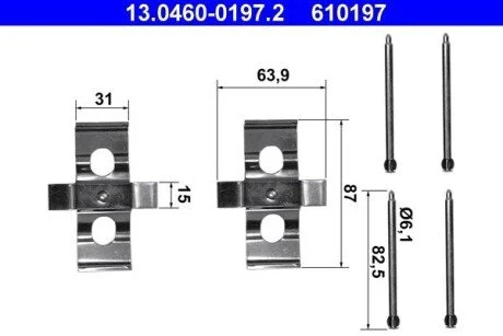 Комплектуючі для гальмівних колодок A0004213691 MERCEDES ATE 13046001972