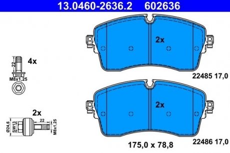 Колодки гальмівні (передні) Land Rover Discovery 14-/Range Rover 11-/Defender 19- ATE 13046026362