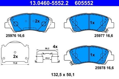 Brake Pad Set, disc brake ATE 13046055522