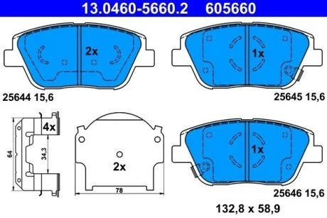 Тормозные колодки, дисковые ATE 13.0460-5660.2