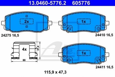 Гальмівні колодки, дискові ATE 13.0460-5776.2