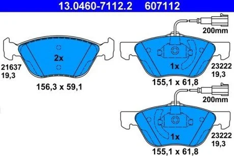 Гальмівні колодки, дискові ATE 13.0460-7112.2