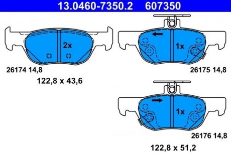 Колодки гальмівні (задні) Mazda 3 IV 18-/CX-30 19-/MX-30 20- ATE 13046073502