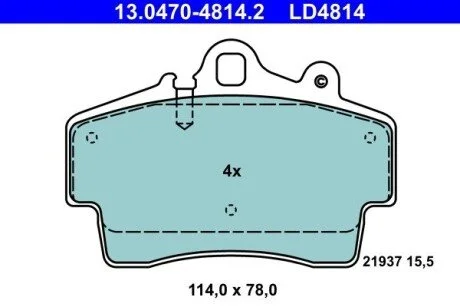 Керамічні гальмівні колодки передн, PORSCHE BOXSTER, CAYMAN 2.5/2.7 09.96-12.09 ATE 13047048142 (фото 1)