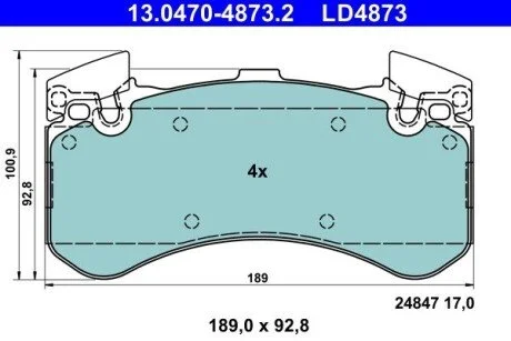 Колодки гальмівні (передні) Audi A6/A7/A8/Q5 10-/VW Jetta 08-10 ATE 13047048732