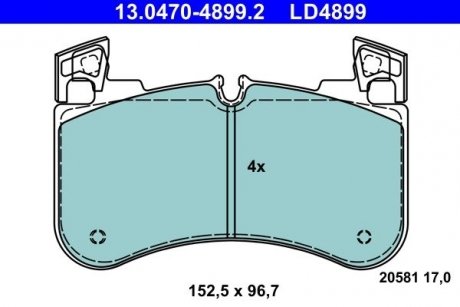 Колодки гальмівні (передні) Land Rover Defender 19-/Discovery 16-/Range Rover 12- ATE 13047048992