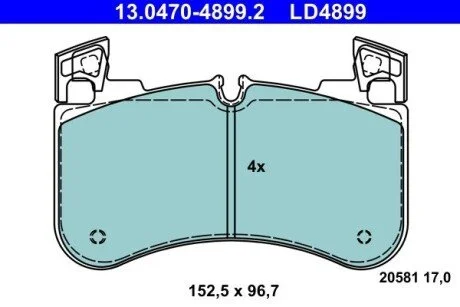 Колодки гальмівні (передні) Land Rover Defender 19-/Discovery 16-/Range Rover 12- ATE 13047048992