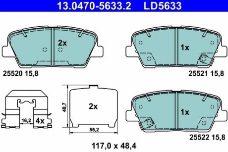 Гальмівні колодки SANTA FÉ II Furgon/S ATE 13047056332