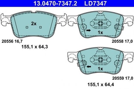 Гальмівні колодки, дискові ATE 13.0470-7347.2