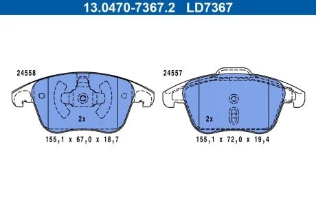 Колодки тормозные (передние) Citroen C4 04-/Peugeot 207/307/308/3008 02- ATE 13047073672