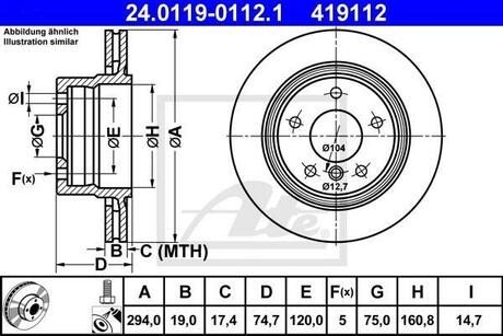Тормозной диск ATE 24.0119-0112.1 (фото 1)