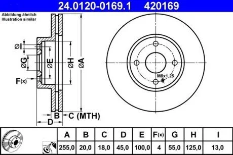 Гальмівний диск ATE 24012001691