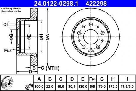 Гальмівний диск ATE 24.0122-0298.1 (фото 1)