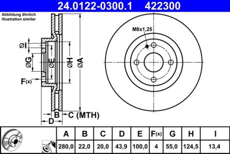 Гальмівний диск ATE 24.0122-0300.1 (фото 1)