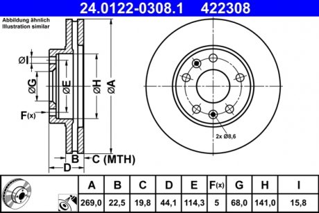 Тормозной диск ATE 24.0122-0308.1 (фото 1)