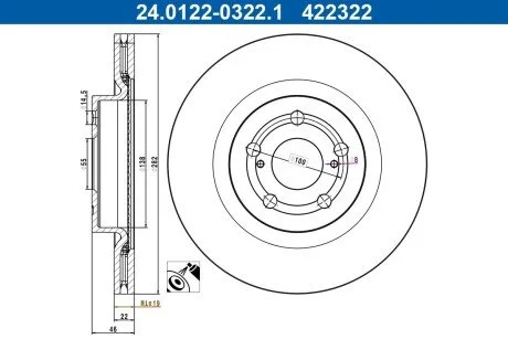 TARCZA HAM PRZOD 282X22 V ATE 24012203221