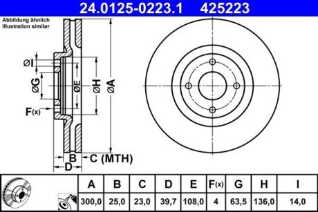 Диск тормозной (передний) Ford Ecosport 1.0-2.0 12- (300x25) PRO ATE 24012502231 (фото 1)