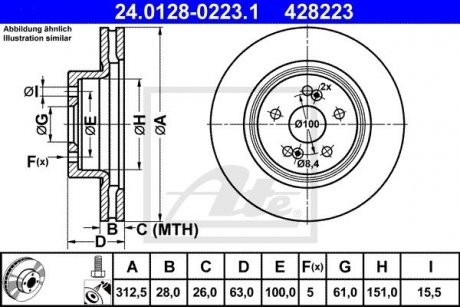 Гальмівний диск ATE 24.0128-0223.1