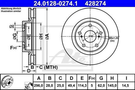 Тормозной диск ATE 24.0128-0274.1 (фото 1)