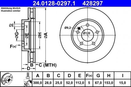 Гальмівний диск ATE 24.0128-0297.1 (фото 1)