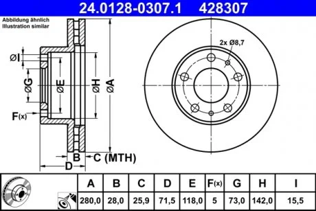 Гальмівний диск ATE 24.0128-0307.1