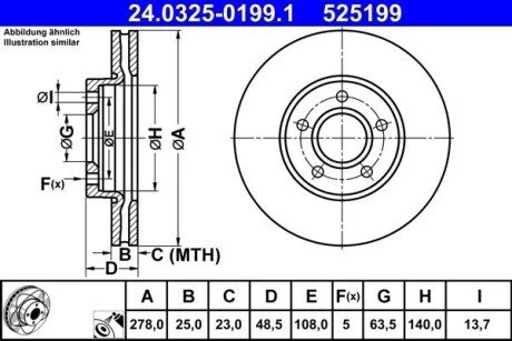 Гальмівний диск ATE 24.0325-0199.1